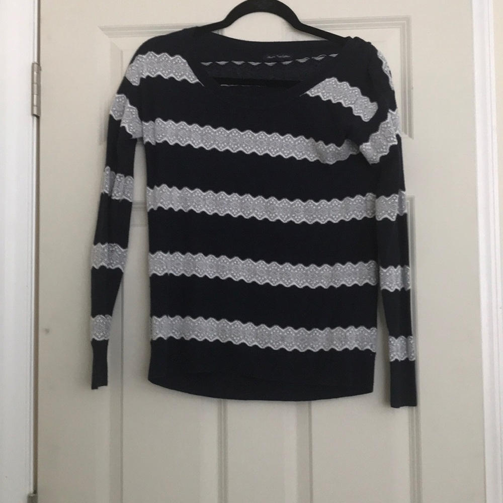 Navy and white sweater